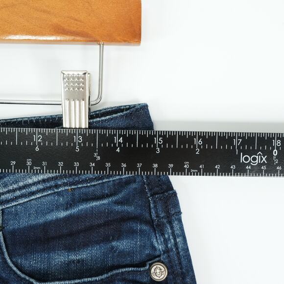 Grace in LA Skirt Womens M Embellished Rhinestone Peace Sign Designer Denim Jean - Picture 3 of 7